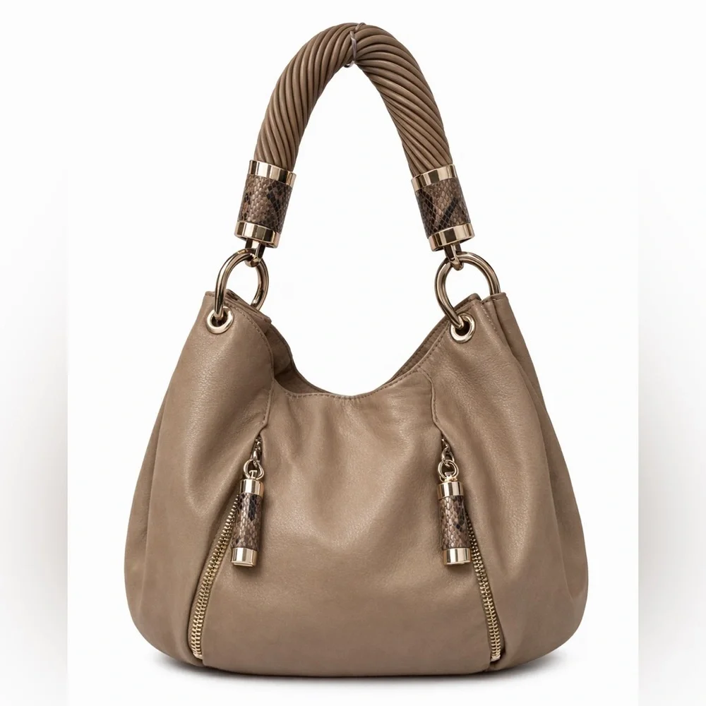 Michael Kors Tan Pebbled Leather Hobo Shoulder Bag